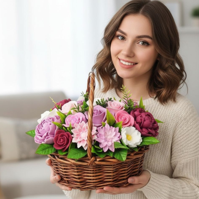 Розы и пионы из мыла