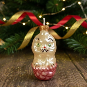 Ёлочная игрушка кот в крзинке